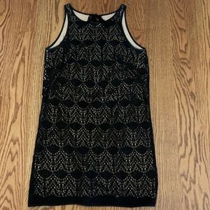 LOFT Black Lace Shift Dress